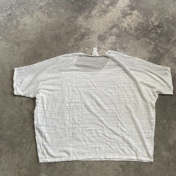 Chicos Sweater‎ Womens Size Large Short Sleeve Lightweight White Semi Sheer - Picture 6 of 10